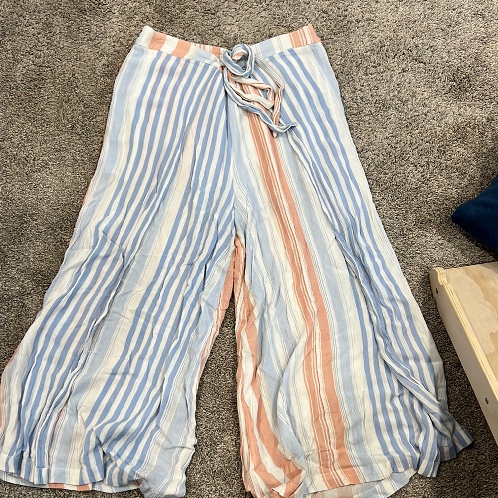 Cotton Candy Striped Wide Leg Pants - Blue and Orange